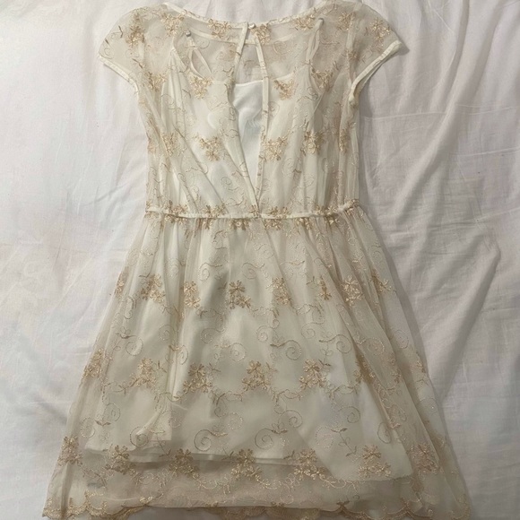 A&F Golden Embroidered Dress with Slip - Picture 5 of 5